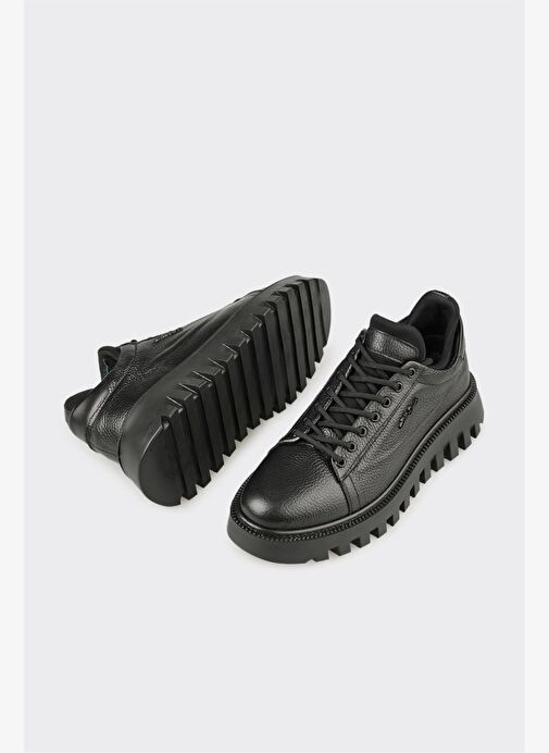 Siyah Deri Erkek Spor Ayakkabı - Görsel 4