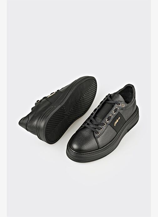 Siyah Deri Erkek Spor Ayakkabı - Görsel 4