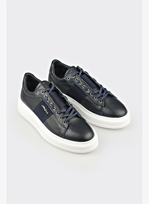 Lacivert Deri Erkek Spor Ayakkabı - Görsel 3