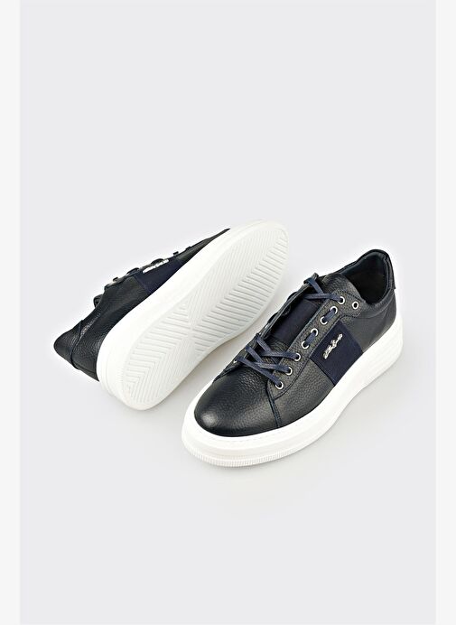 Lacivert Deri Erkek Spor Ayakkabı - Görsel 4