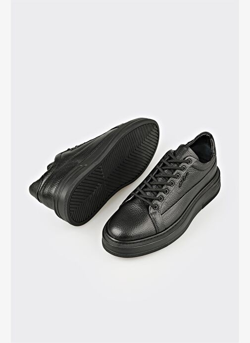 Siyah Deri Erkek Spor Ayakkabı - Görsel 4