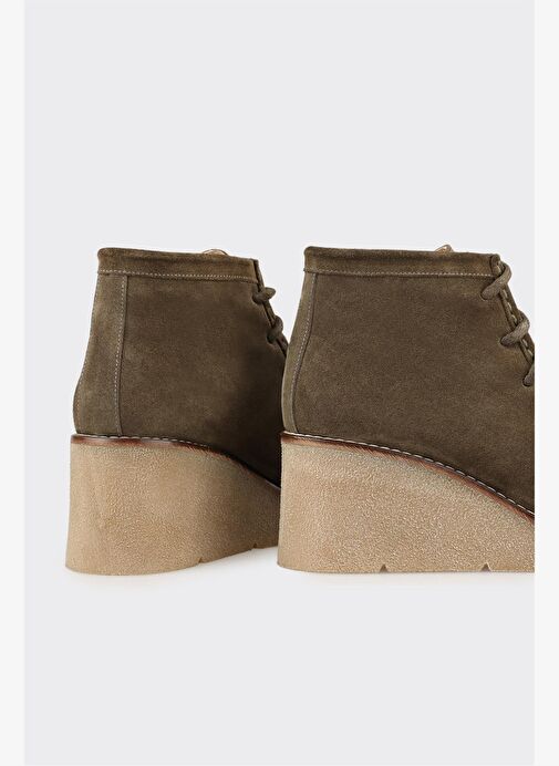 Haki Deri Kadın Klasik Bot - Görsel 5