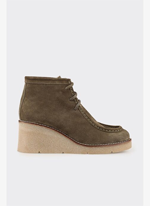 Haki Deri Kadın Klasik Bot - Görsel 2