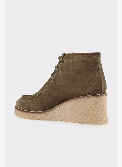 Haki Deri Kadın Klasik Bot - Görsel 4