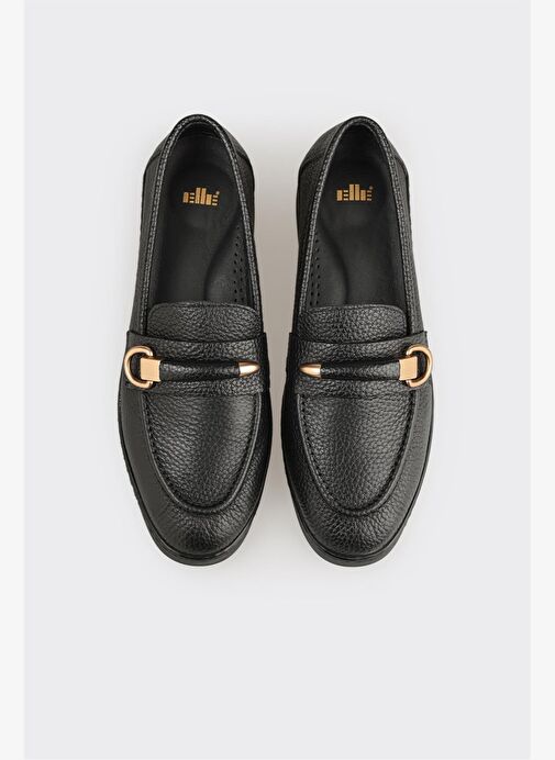 Siyah Deri Kadın Günlük Ayakkabı - Görsel 5