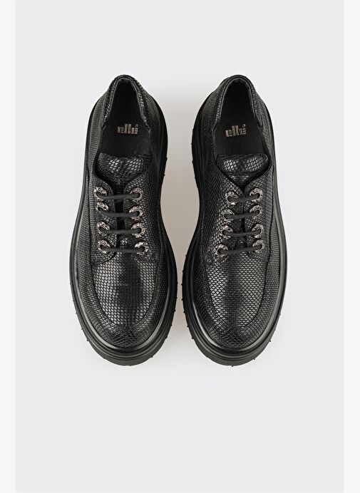 Siyah Deri Kadın Günlük Ayakkabı - Görsel 5