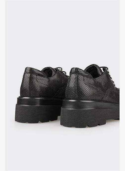 Siyah Deri Kadın Günlük Ayakkabı - Görsel 6