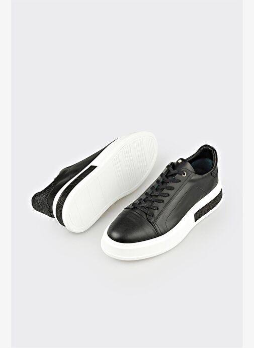 Siyah Deri Erkek Spor Ayakkabı - Görsel 4