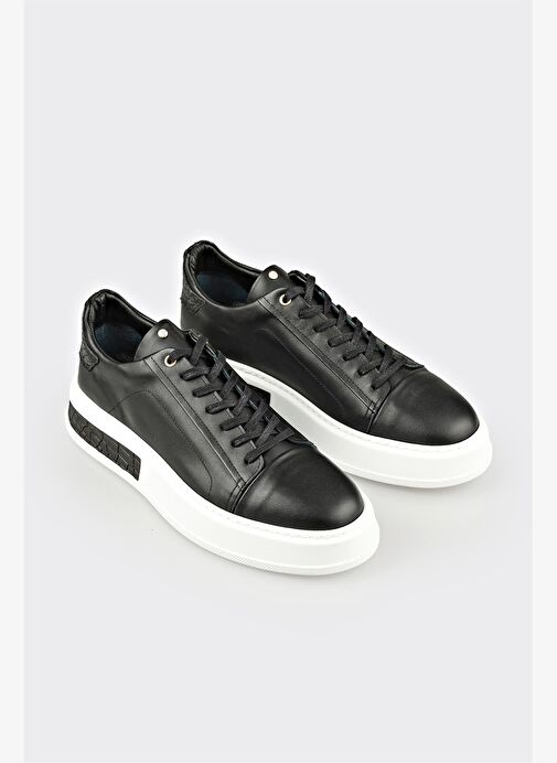 Siyah Deri Erkek Spor Ayakkabı - Görsel 3