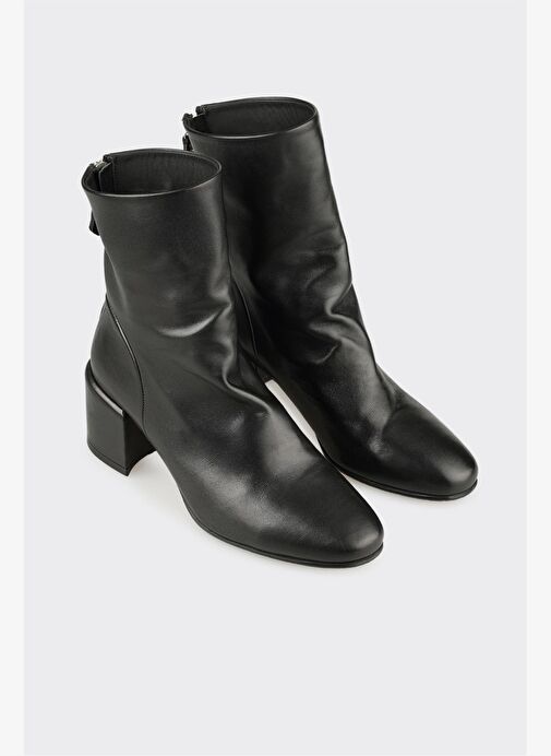 Siyah Deri Kadın Klasik Bot - Görsel 3