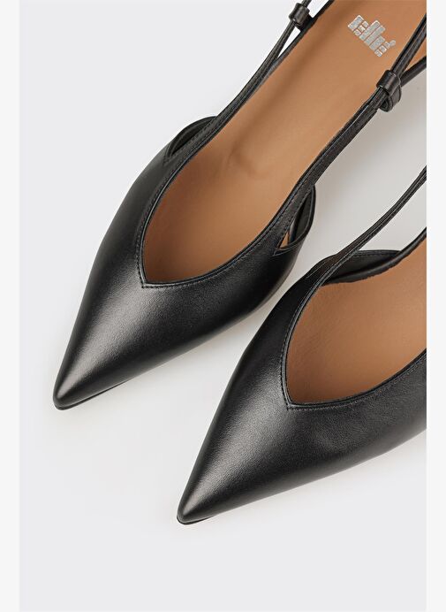 Siyah Deri Kadın Topuklu Ayakkabı - Görsel 5