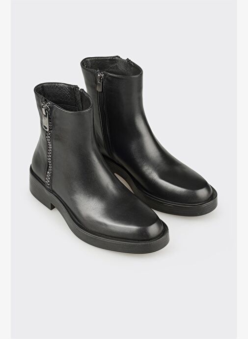 Siyah Deri Kadın Günlük Bot - Görsel 3