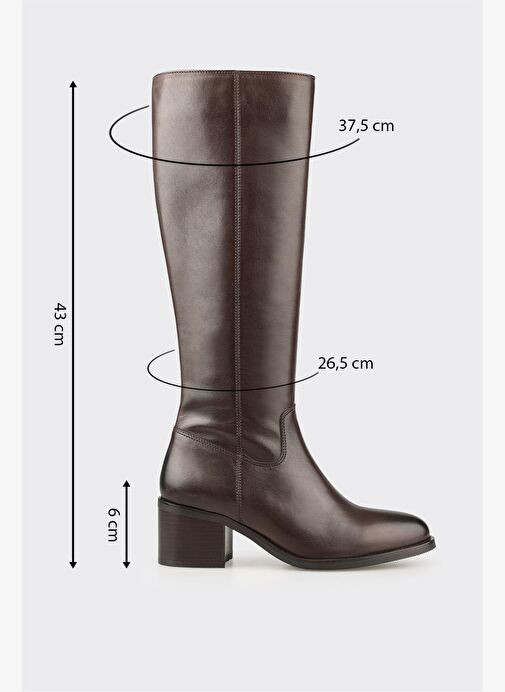 Kahve Deri Kadın Çizme - Görsel 6