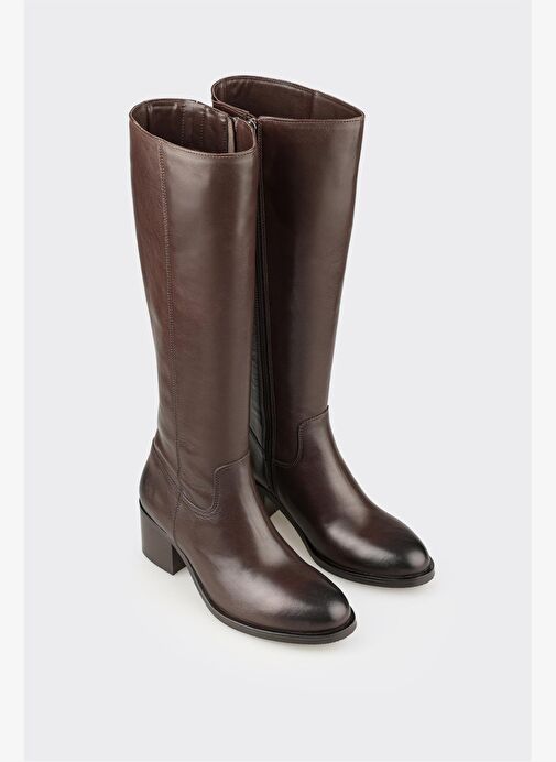 Kahve Deri Kadın Çizme - Görsel 3