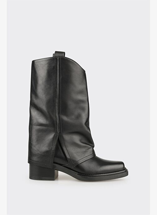 Siyah Deri Kadın Western Çizme - Görsel 2