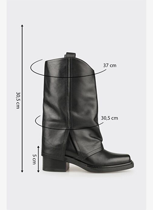 Siyah Deri Kadın Western Çizme - Görsel 6