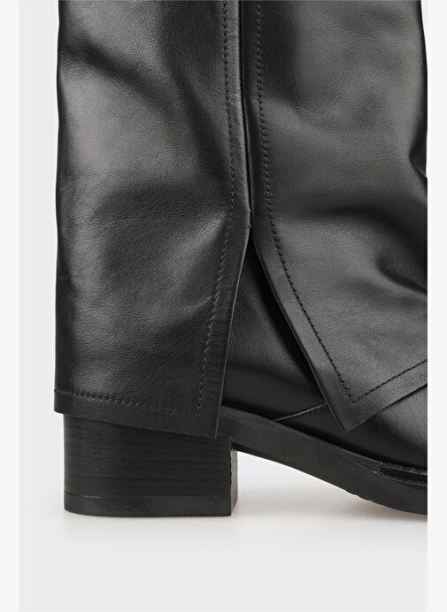 Siyah Deri Kadın Western Çizme - Görsel 5