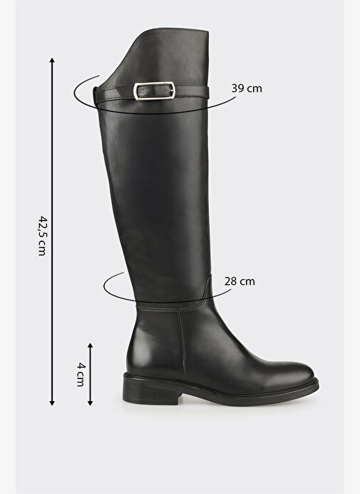 Siyah Deri Kadın Çizme - Görsel 6