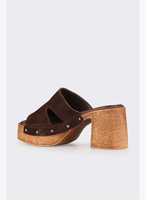 Kahve Deri Kadın Terlik - Görsel 4