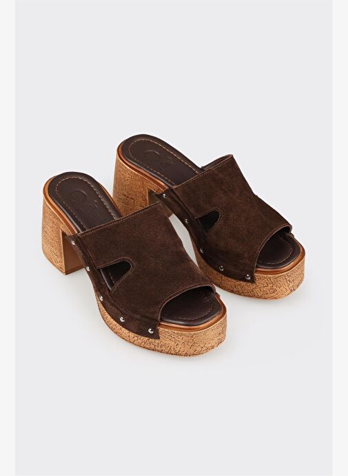 Kahve Deri Kadın Terlik - Görsel 3