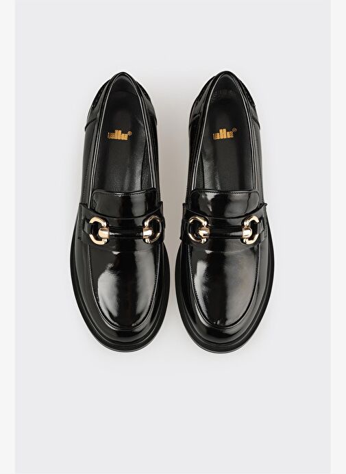 Siyah Deri Kadın Günlük Loafer - Görsel 5