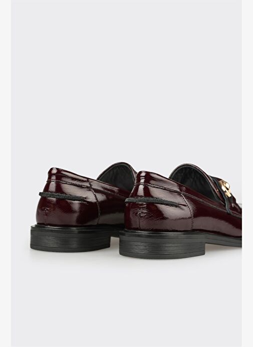 Bordo Deri Kadın Günlük Loafer - Görsel 6