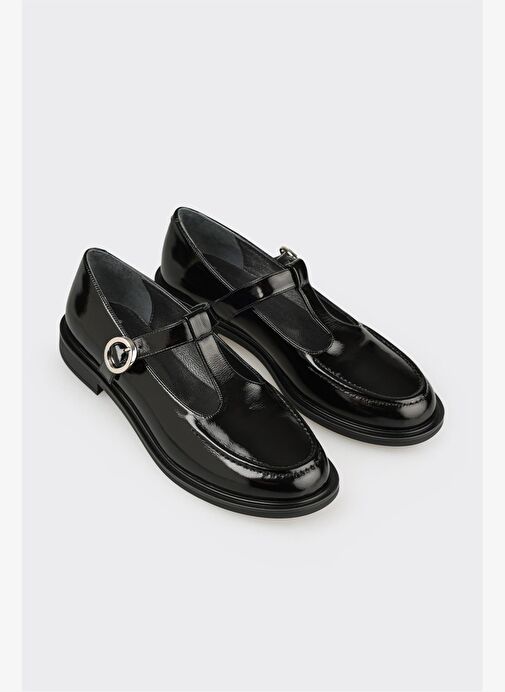 Siyah Deri Kadın Günlük Ayakkabı - Görsel 3