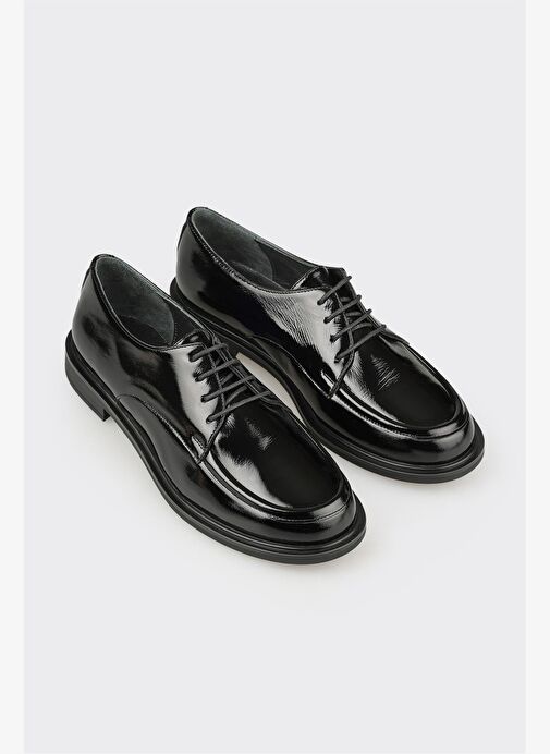 Siyah Deri Kadın Günlük Ayakkabı - Görsel 3