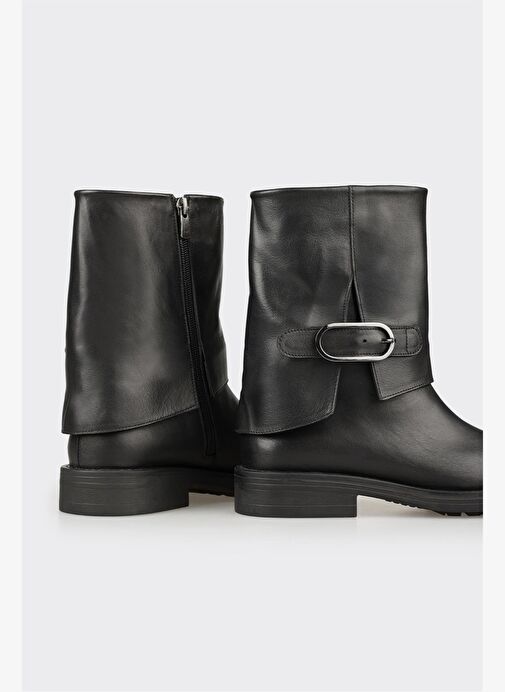 Siyah Deri Kadın Günlük Bot - Görsel 5