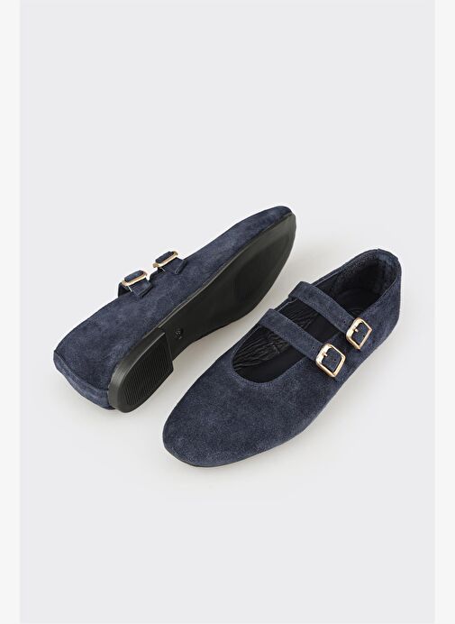 Lacivert Deri Kadın Günlük Ayakkabı - Görsel 3