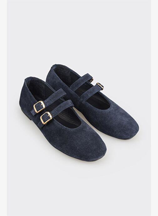 Lacivert Deri Kadın Günlük Ayakkabı - Görsel 2