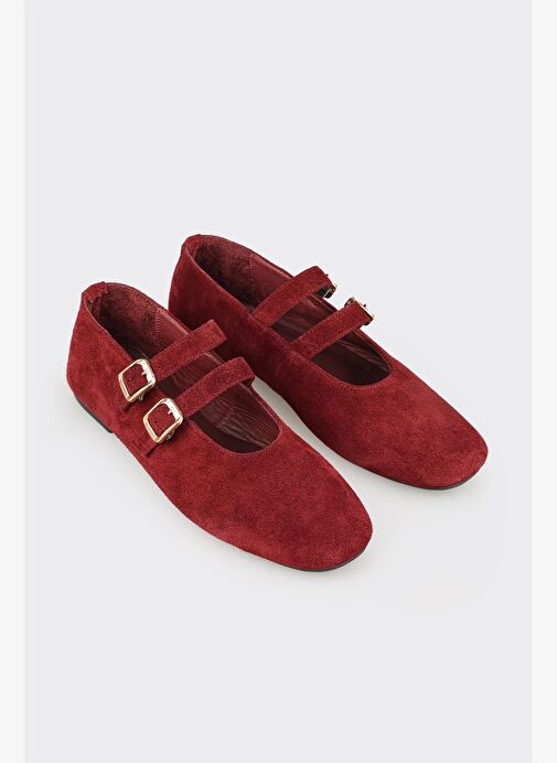 Bordo Deri Kadın Günlük Ayakkabı - Görsel 3