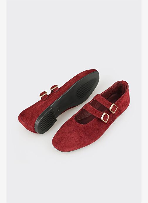 Bordo Deri Kadın Günlük Ayakkabı - Görsel 4