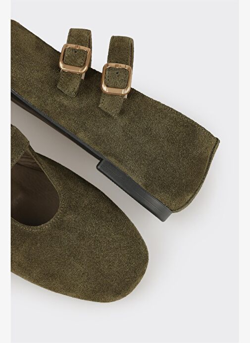 Haki Deri Kadın Günlük Ayakkabı - Görsel 6