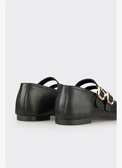 Siyah Deri Kadın Günlük Ayakkabı - Görsel 6