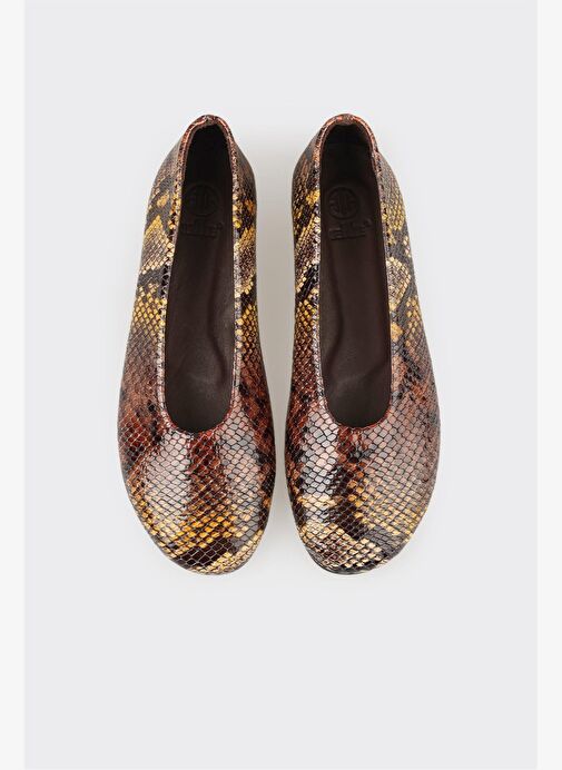 Kahve Hayvan Desenli Deri Kadın Günlük Ayakkabı - Görsel 5