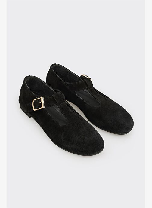 Siyah Deri Kadın Günlük Ayakkabı - Görsel 3