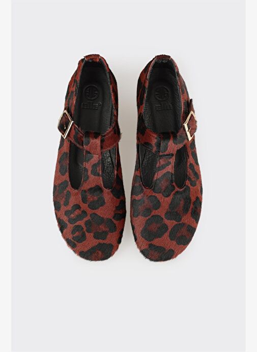 Kahve Hayvan Desenli Deri Kadın Günlük Ayakkabı - Görsel 5