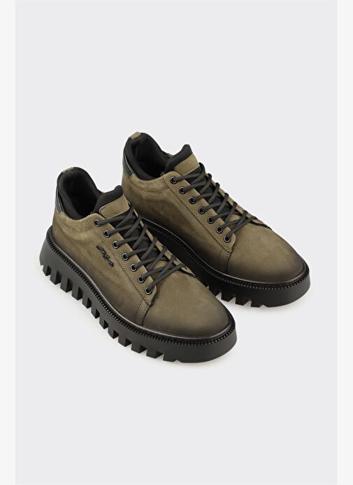 Haki Deri Erkek Spor Ayakkabı - Görsel 3