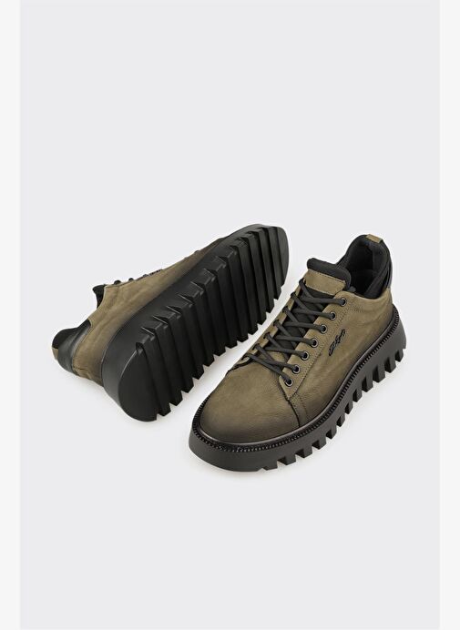 Haki Deri Erkek Spor Ayakkabı - Görsel 4