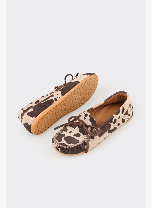 Kahve Hayvan Desenli Deri Kadın Günlük Ayakkabı - Görsel 4