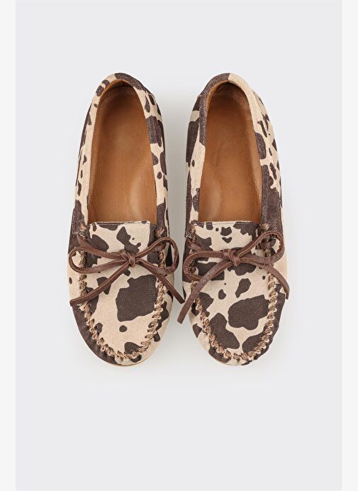 Kahve Hayvan Desenli Deri Kadın Günlük Ayakkabı - Görsel 5