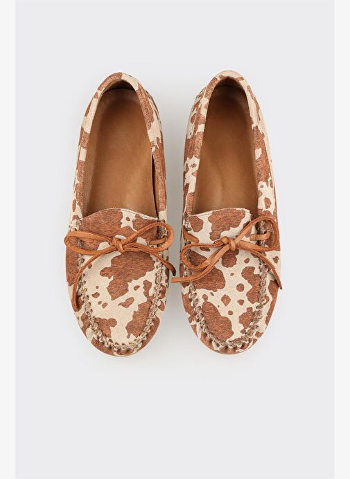Taba Hayvan Desenli Deri Kadın Günlük Ayakkabı - Görsel 5