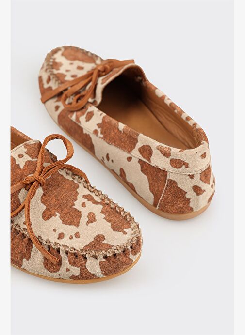 Taba Hayvan Desenli Deri Kadın Günlük Ayakkabı - Görsel 6