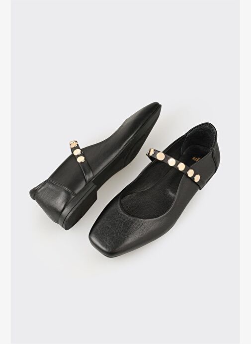 Siyah Deri Kadın Günlük Ayakkabı - Görsel 4