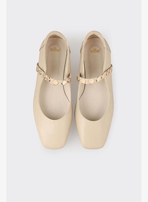 Bej Deri Kadın Günlük Ayakkabı - Görsel 5