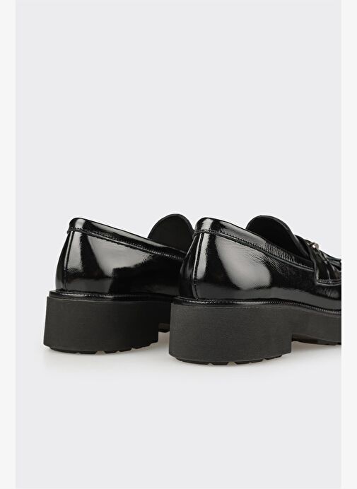 Siyah Deri Kadın Günlük Ayakkabı - Görsel 6