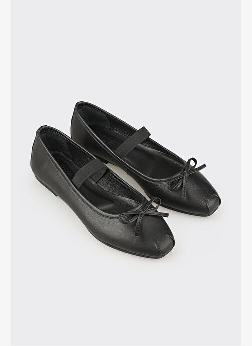 Siyah Deri Kadın Günlük Ayakkabı - Görsel 3