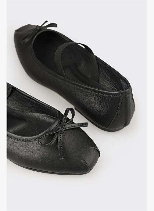 Siyah Deri Kadın Günlük Ayakkabı - Görsel 6