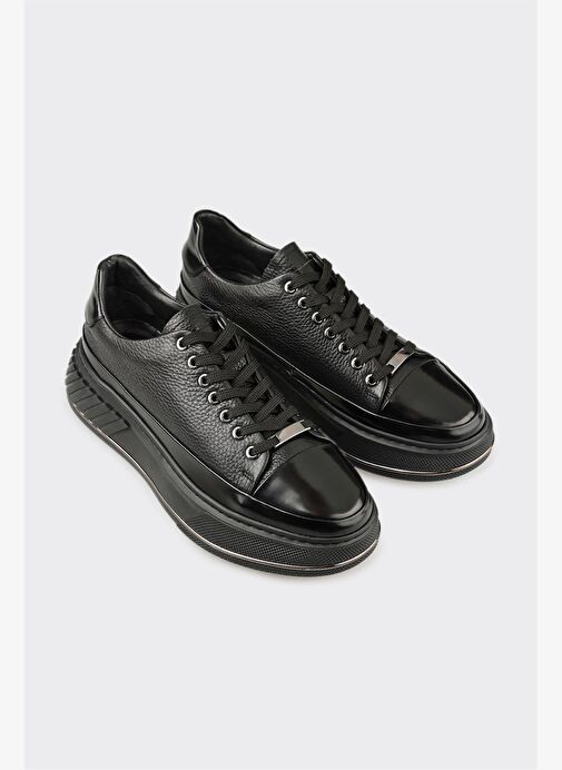 Siyah Deri Erkek Spor Ayakkabı - Görsel 3